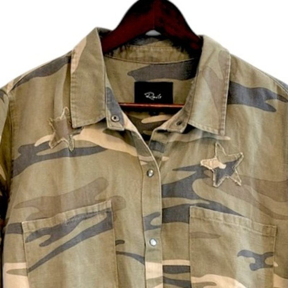 Rails Marcel Sage Camo with Stars Shirt Tencel Linen Women’s Large - Picture 3 of 11